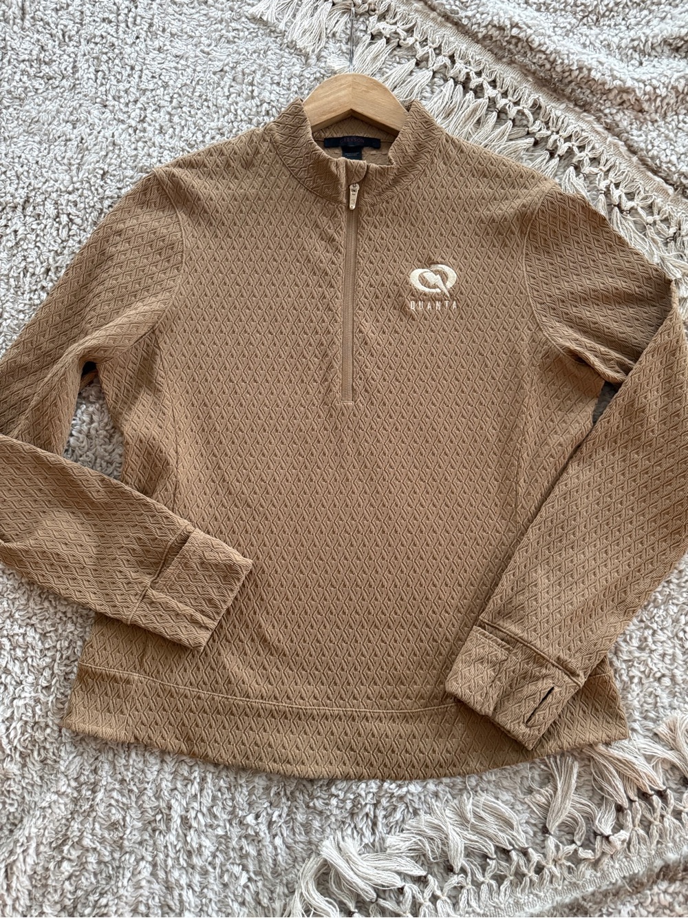 Greyson Women’s XL Quanta Quarter Zip Pullover Tan Textured Golf Performance